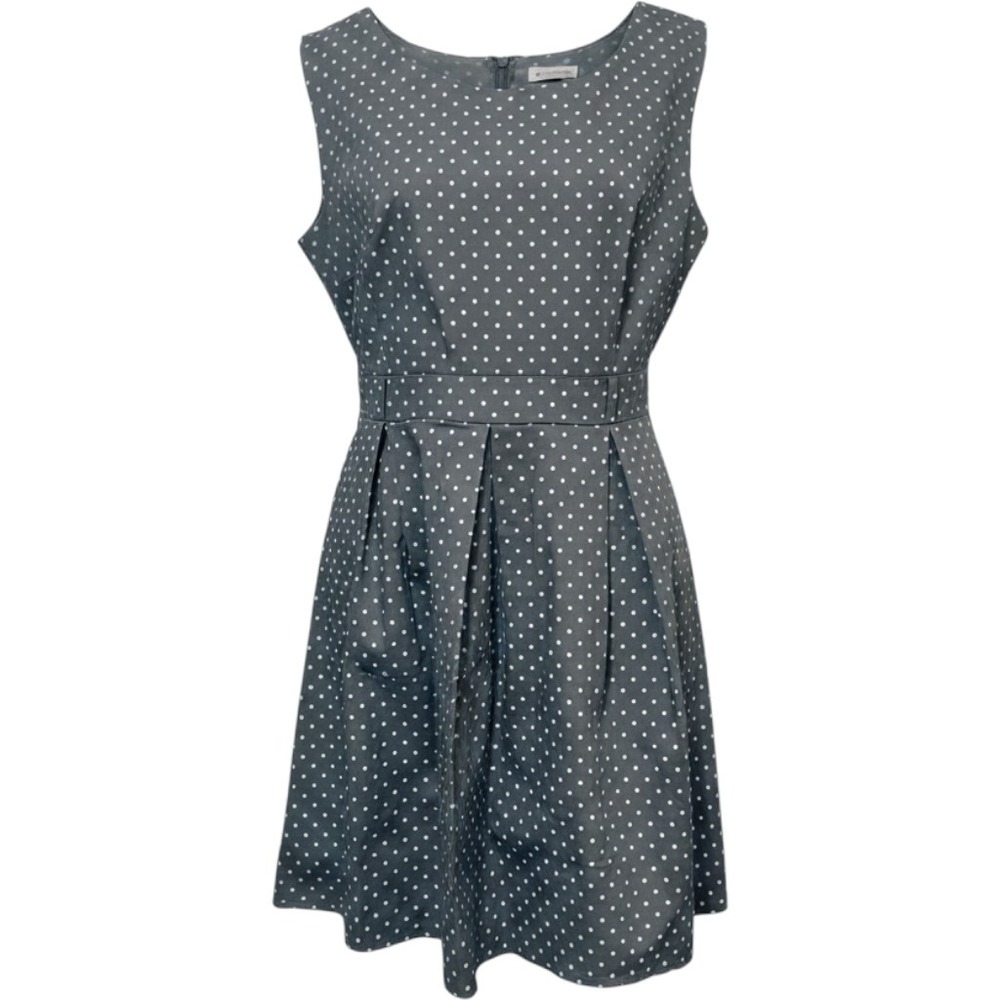 Apricot Women Polka Dot Sleeveless Fit and Flare Dress Taupe XL UK 16 Retro Mod